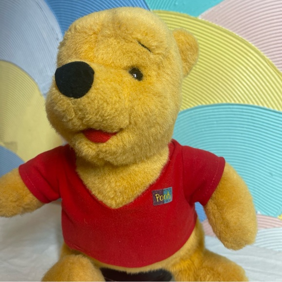 Mattel 1994 Winnie the Pooh Teddy Bear With Honey Pot Stuffed Animal Plush 12" - Picture 2 of 4